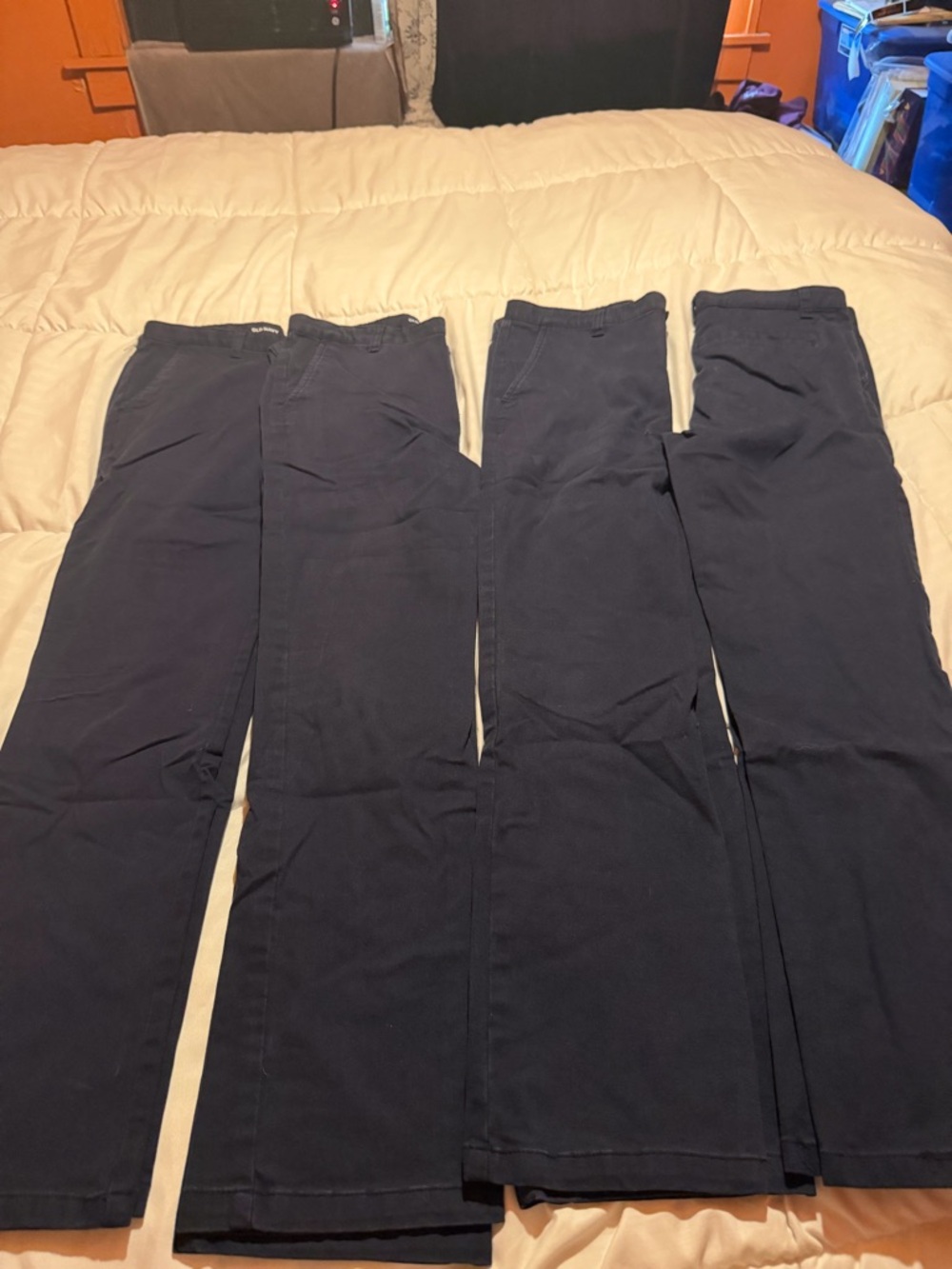 Lot of 4 Old Navy Boys Slim Fit Uniform Pants Size 14 Navy Blue